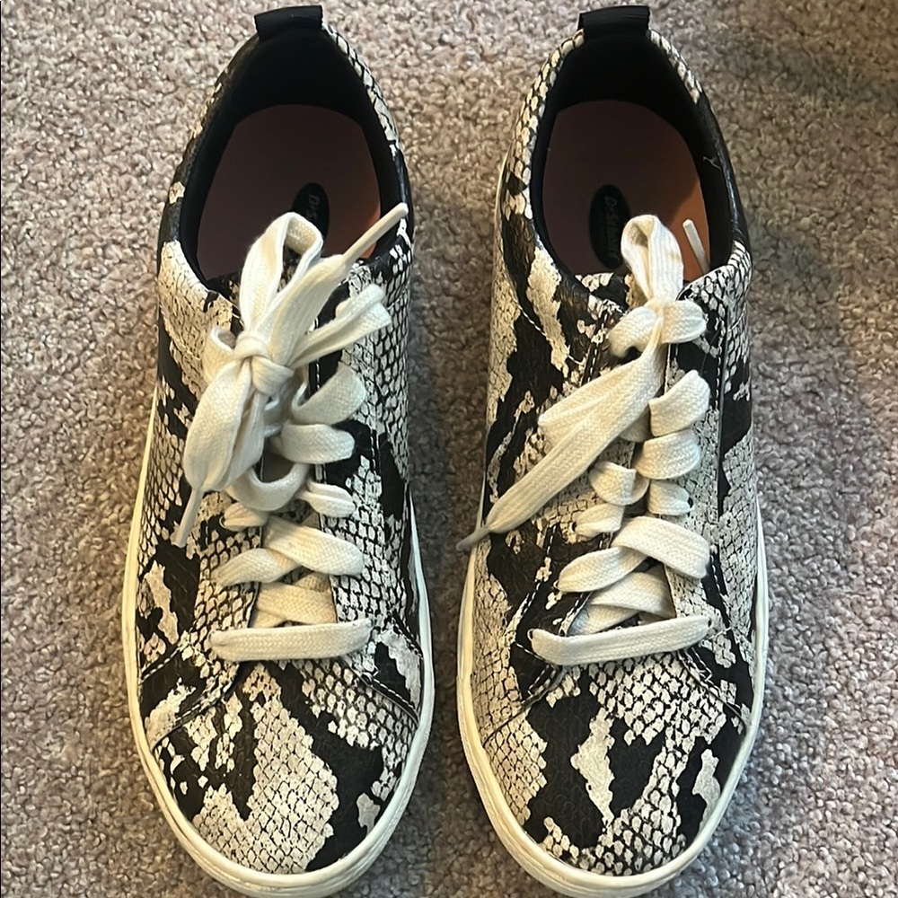 Dr. Scholl's Black and White Snake Print Sneakers